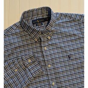 Ralph Lauren Classic Fit Performance Gingham Button Down Shirt Mens L VERY NICE!